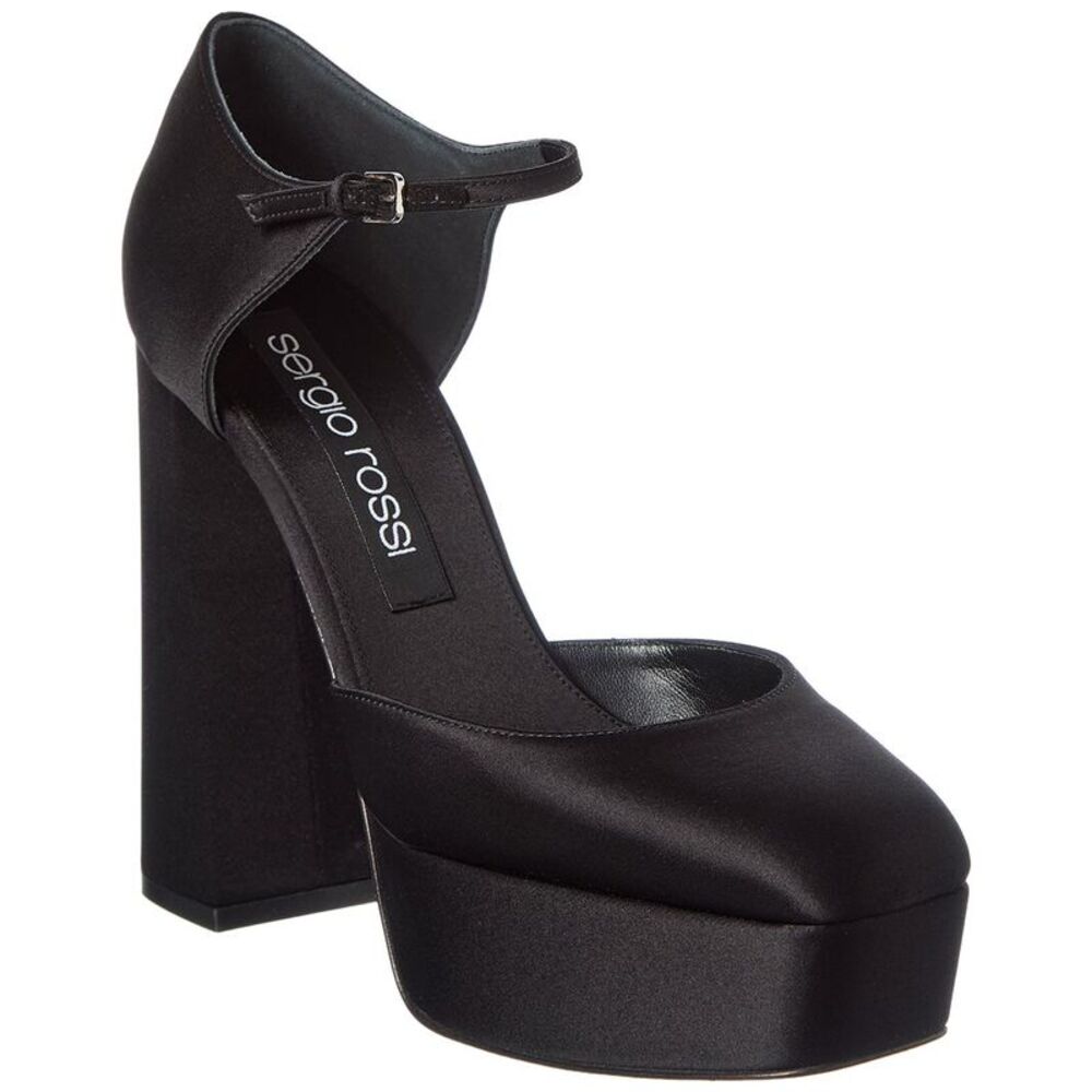 Sergio Rossi Alicia 80 Satin Platform Pump, Black